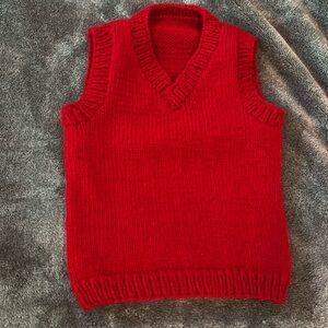 HAND KNITTED- red vest. Size 2T